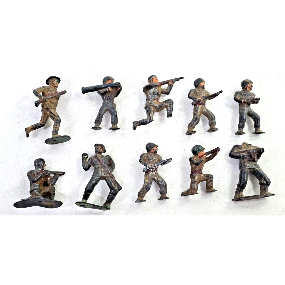 10 Vintage Barclay Manoil Lead Soldiers Figure Lot 2.5" - 3" READ
